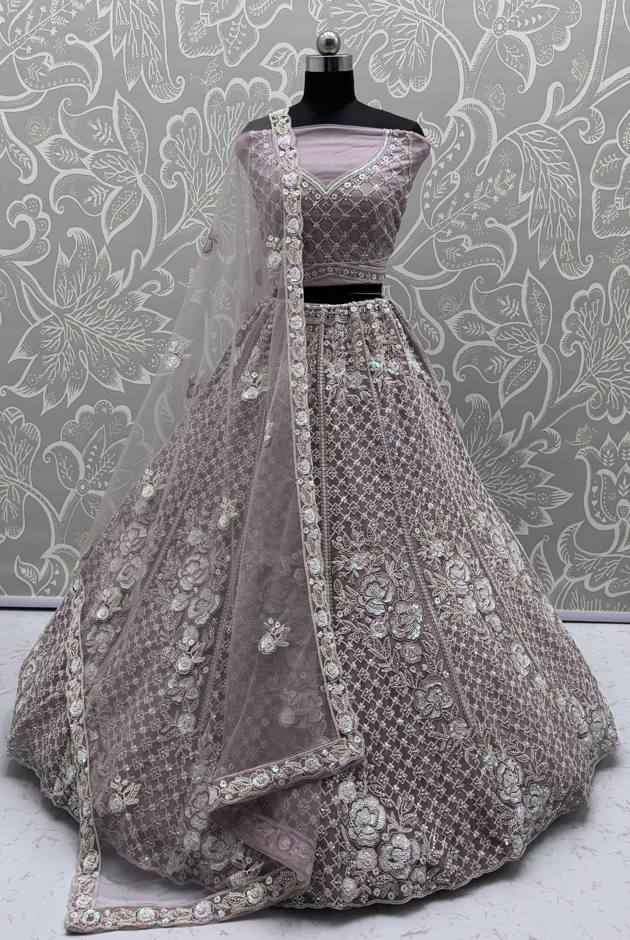 Amazing Handwork Beads and Motif Sequinned with Pink Dori Embroidery Perfect Party wear Lehenga choli 