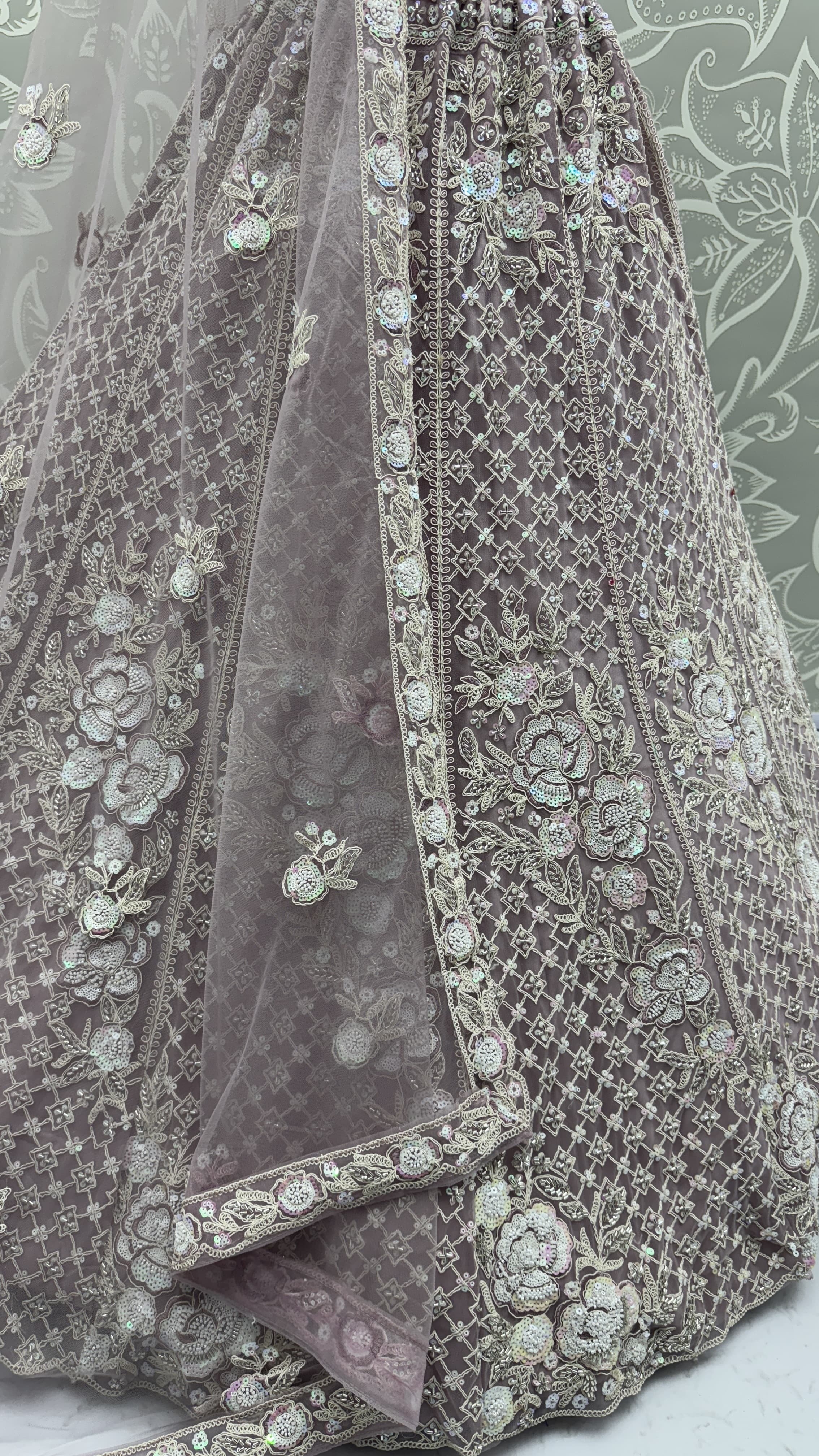 Amazing Handwork Beads and Motif Sequinned with Pink Dori Embroidery Perfect Party wear Lehenga choli 