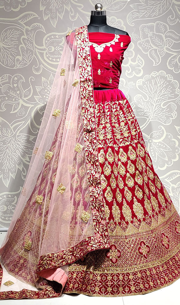 Red Velvet Lehenga