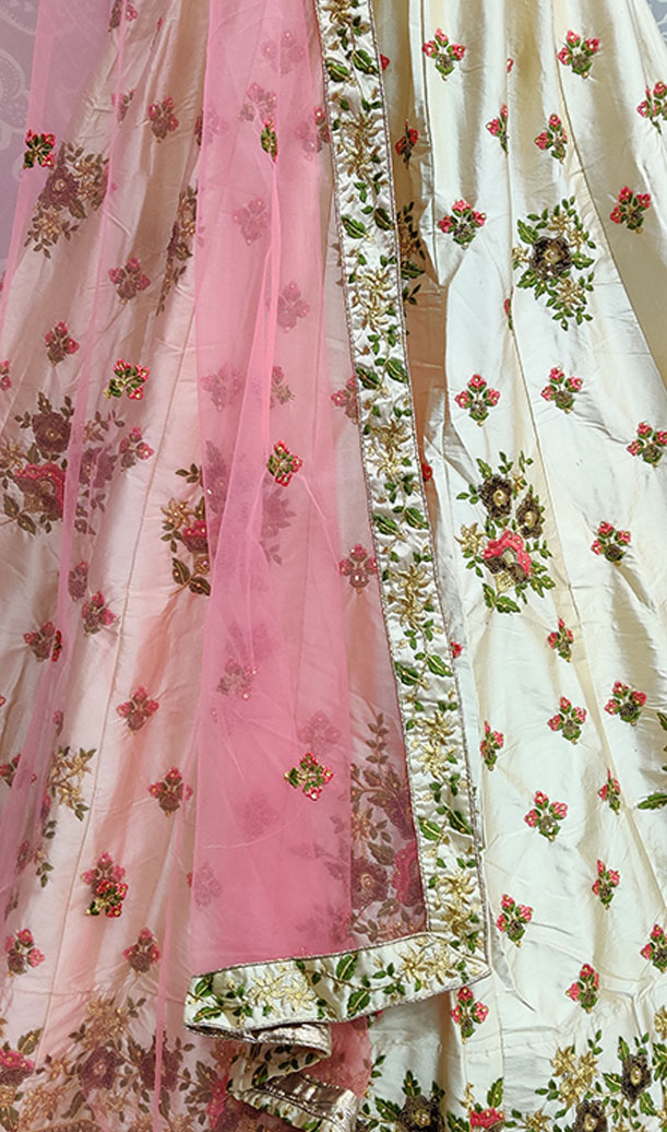 Cream Floral Lehenga