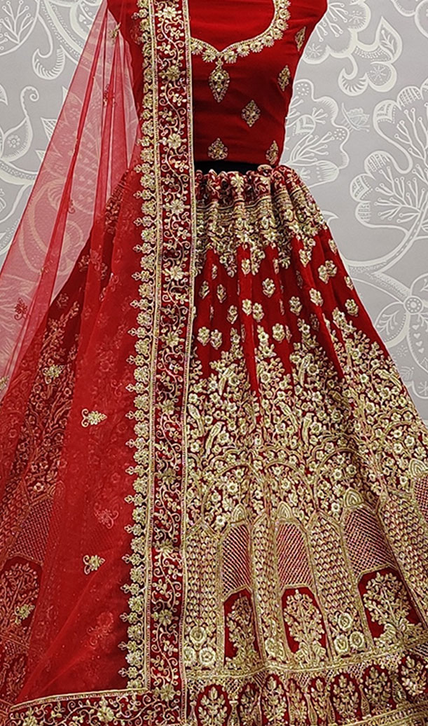 Dark Maroon Velvet Lehengacholi 