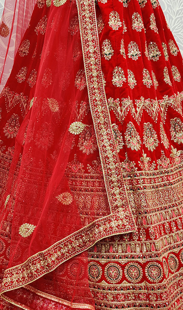 Red Velvet Lehengacholi 