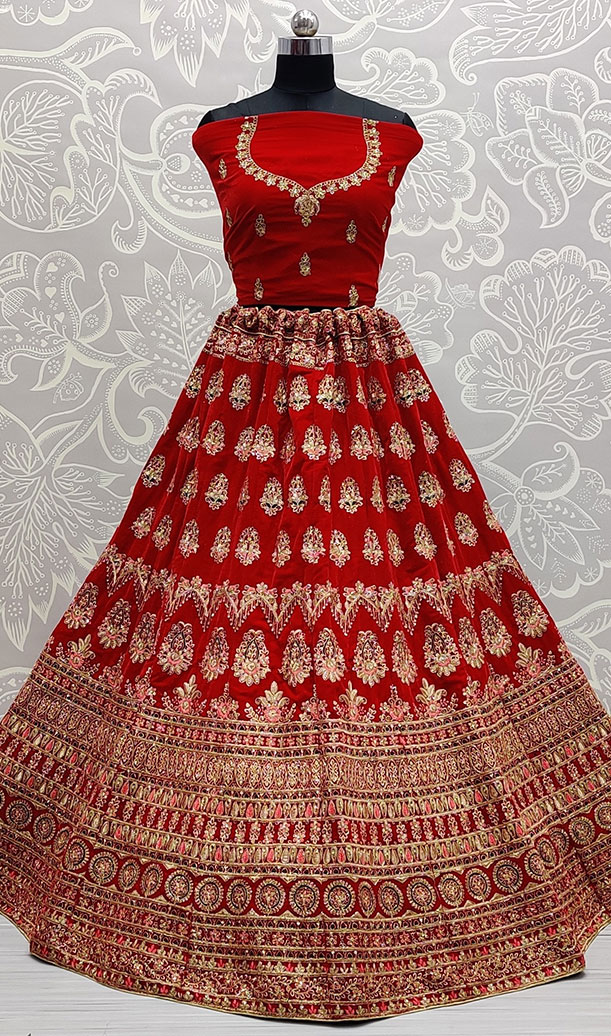 Red Velvet Lehengacholi 