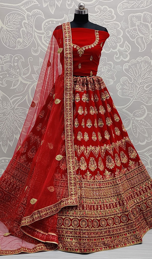 Red Velvet Lehengacholi 