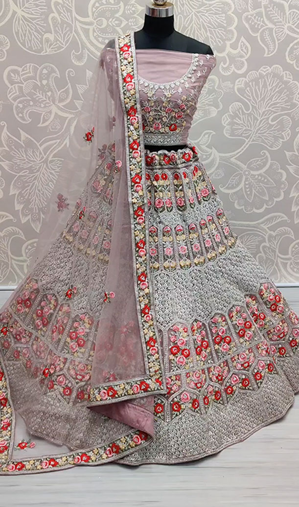 Red Flower Flaired Lehenga