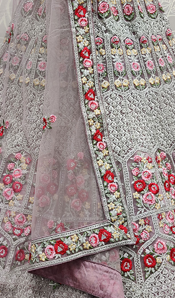 Red Flower Flaired Lehenga