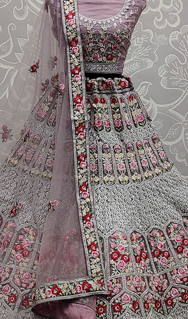 Red Flower Flaired Lehenga