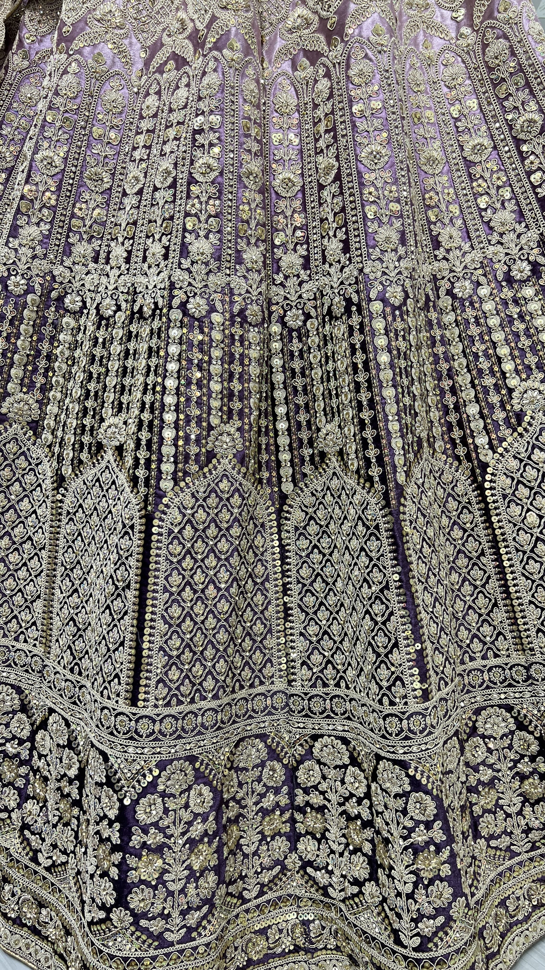 Heavy Work Padded Velvet Purple Designer Lehengacholi Perfect for occasional wear