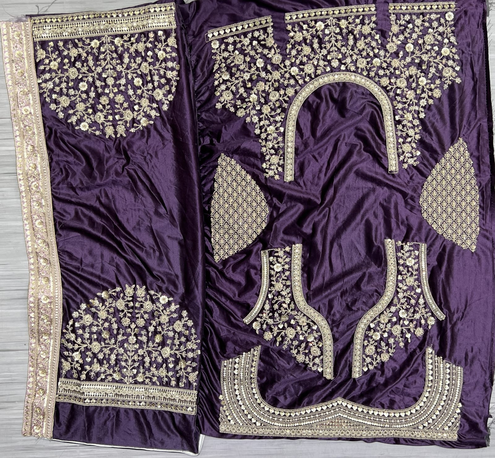 Heavy Work Padded Velvet Purple Designer Lehengacholi Perfect for occasional wear