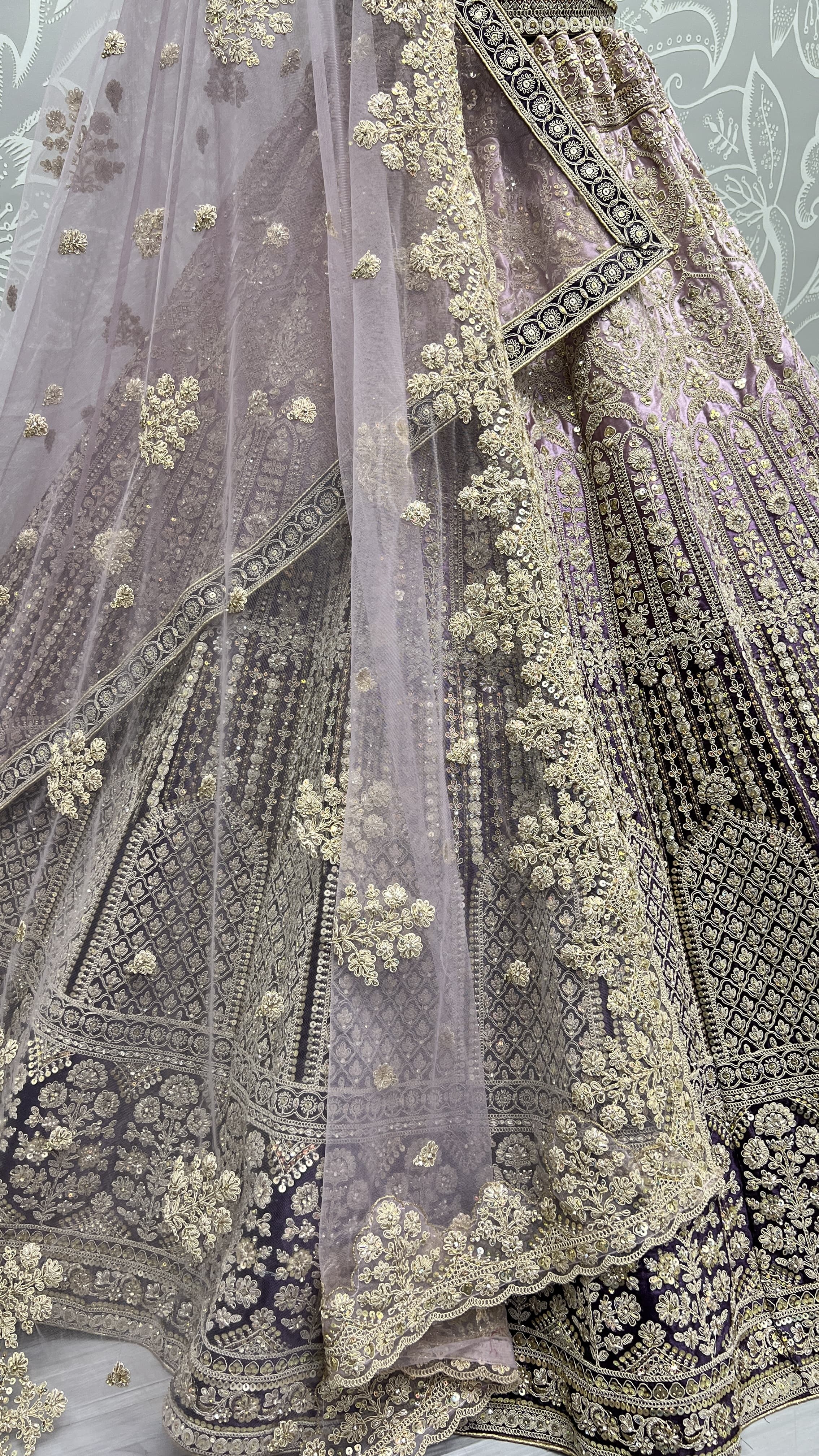 Heavy Work Padded Velvet Purple Designer Lehengacholi Perfect for occasional wear