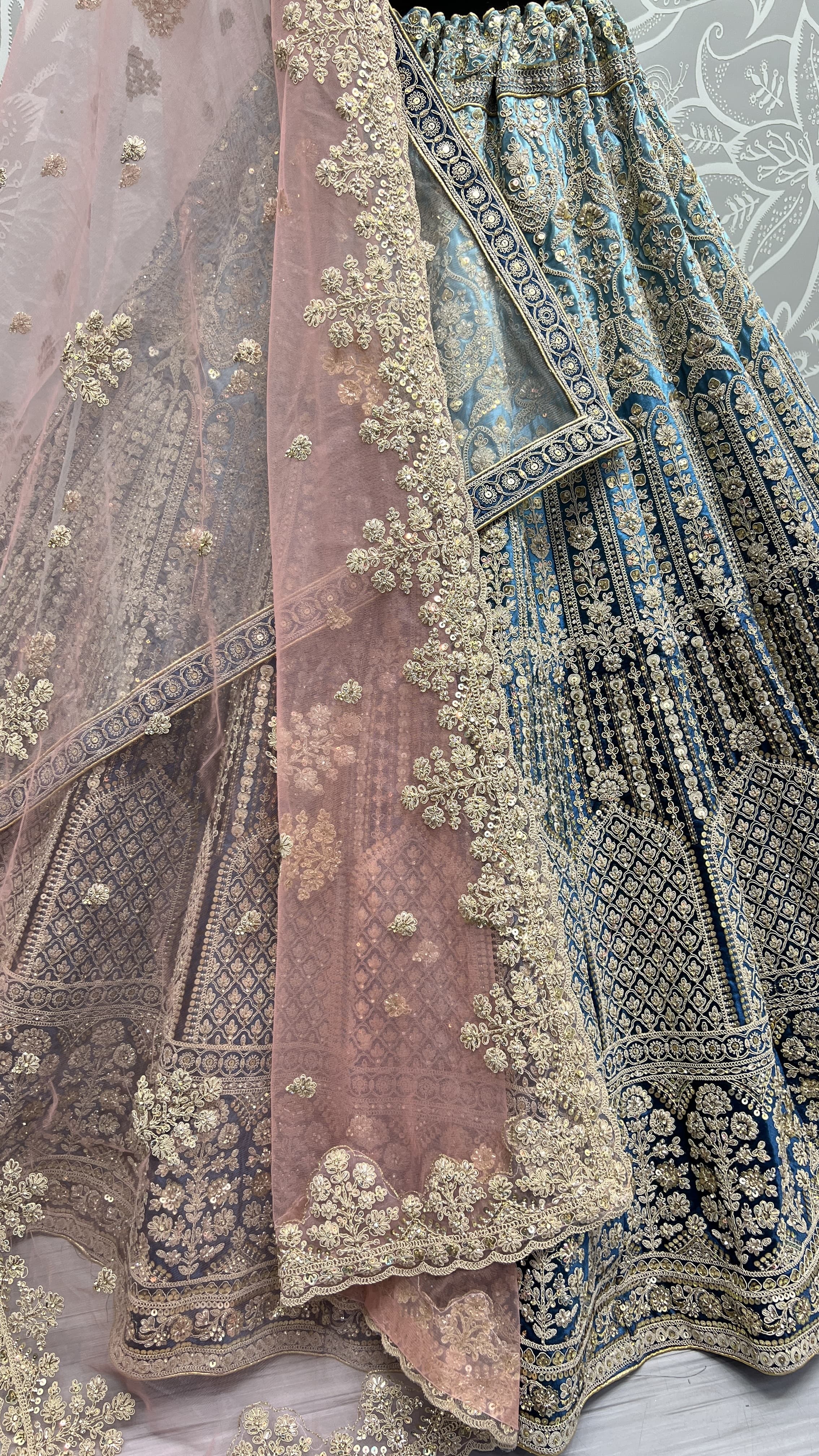 Heavy Work Padded Velvet Royal blue Designer Lehengacholi Perfect for occasional wear