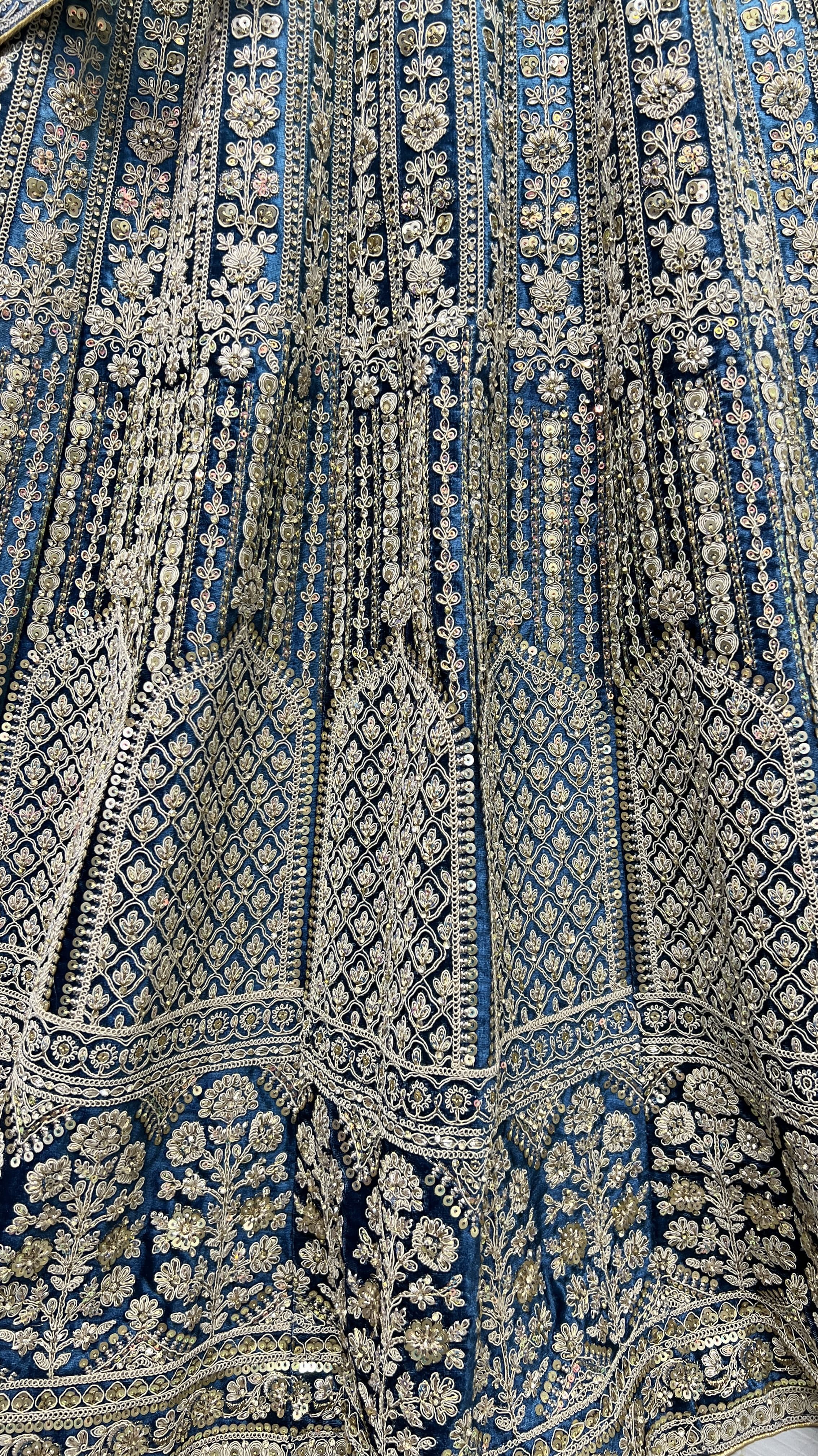 Heavy Work Padded Velvet Royal blue Designer Lehengacholi Perfect for occasional wear