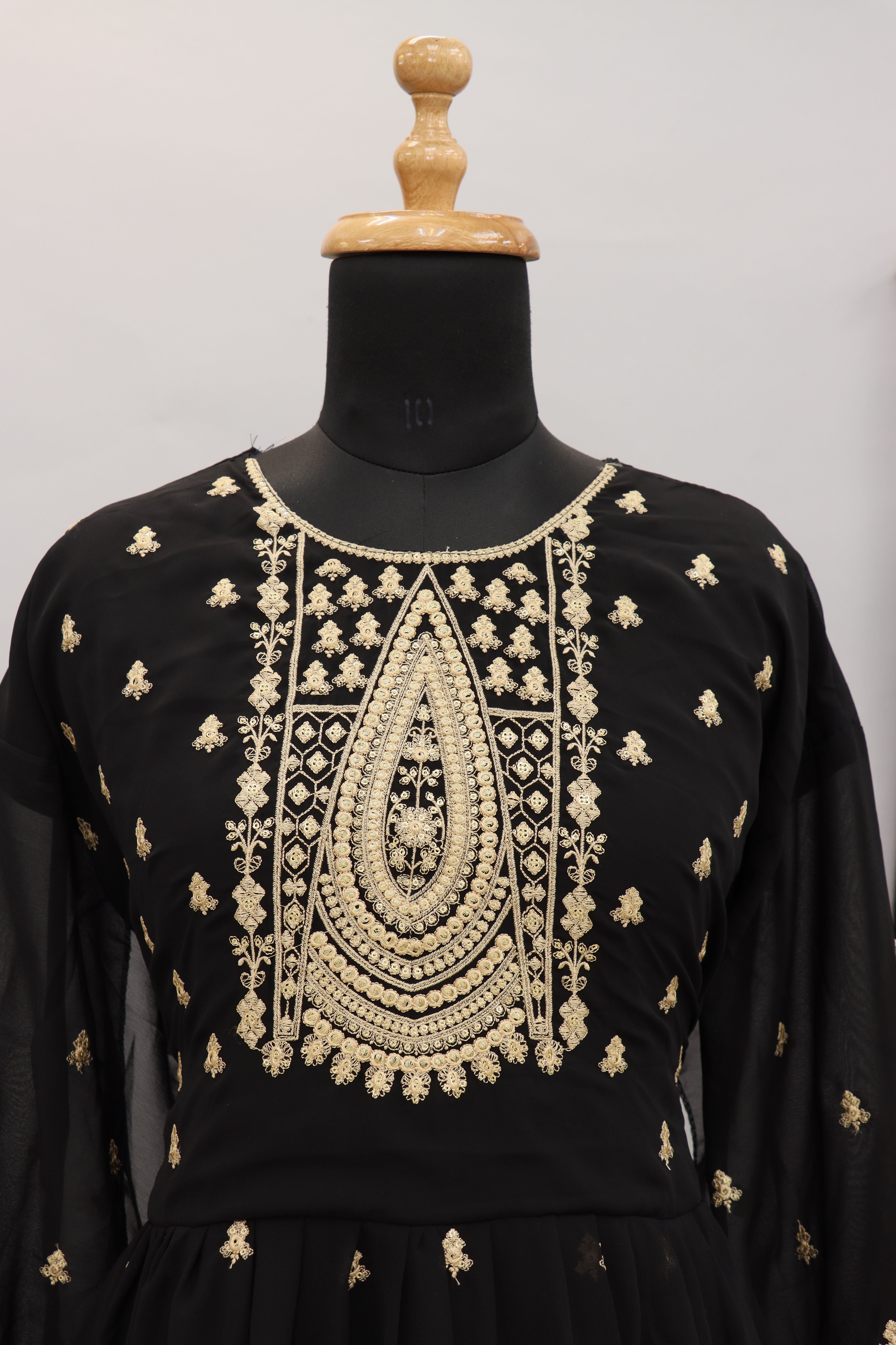 Georgette Fabric Luxurious Embroidered Palazzo Suit In Black Color