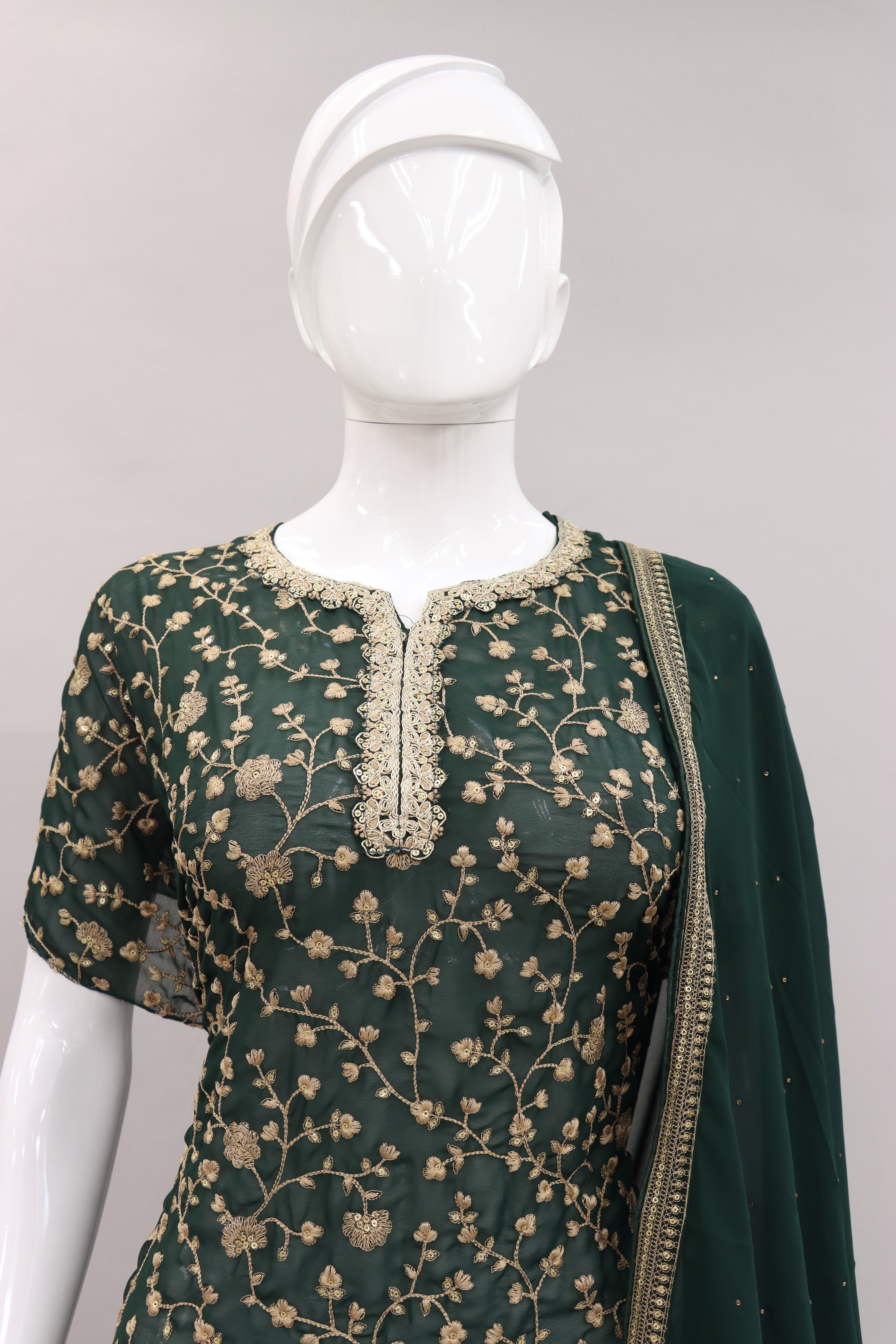 Green Georgette Palazzo Suit