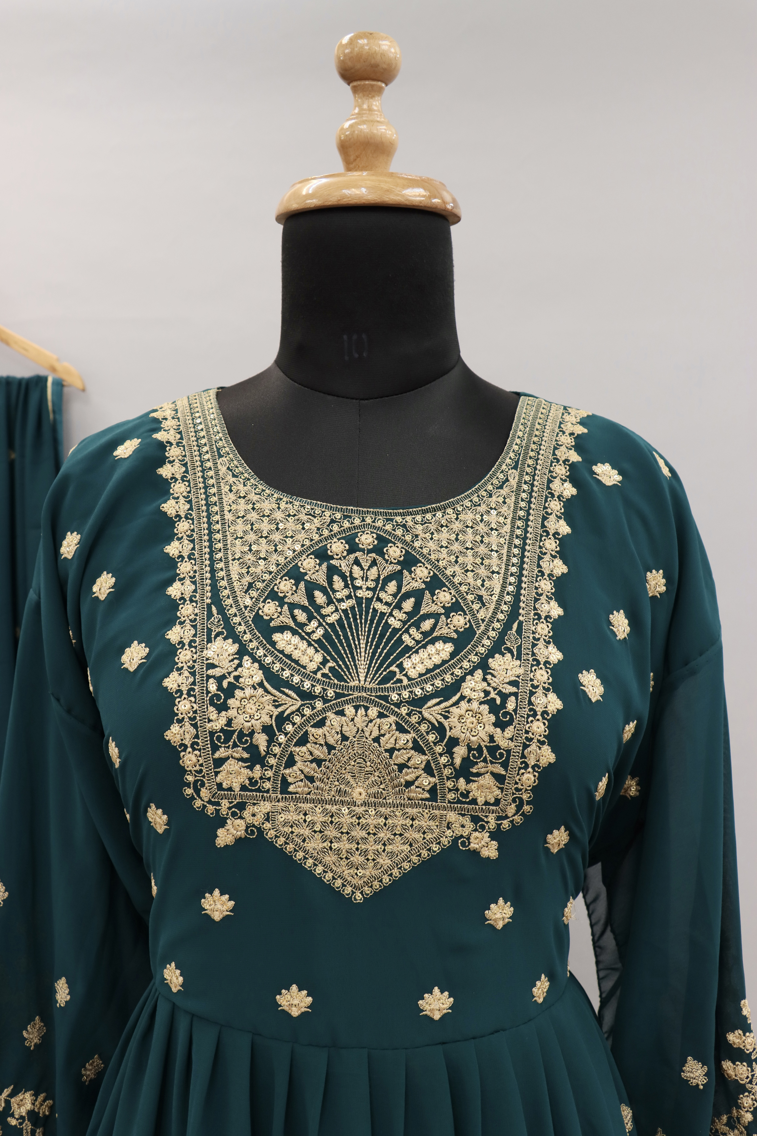 BEAUTIFUL HEAVY FAUX GEORGETTE SUIT IN RAMA COLOUR