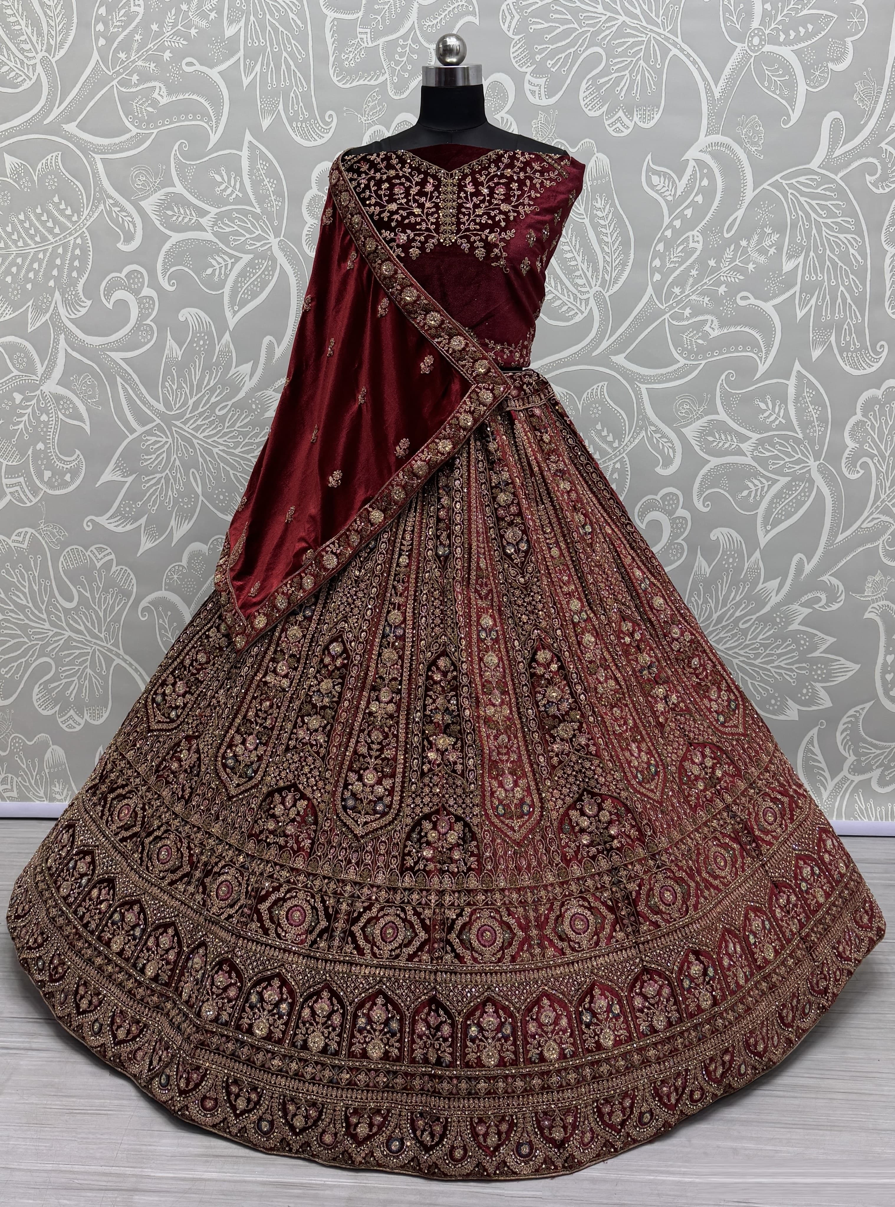 Sophisticated Carfted with Embroidered Red in Multi Thread and Dori work Designer Lehenga Choli