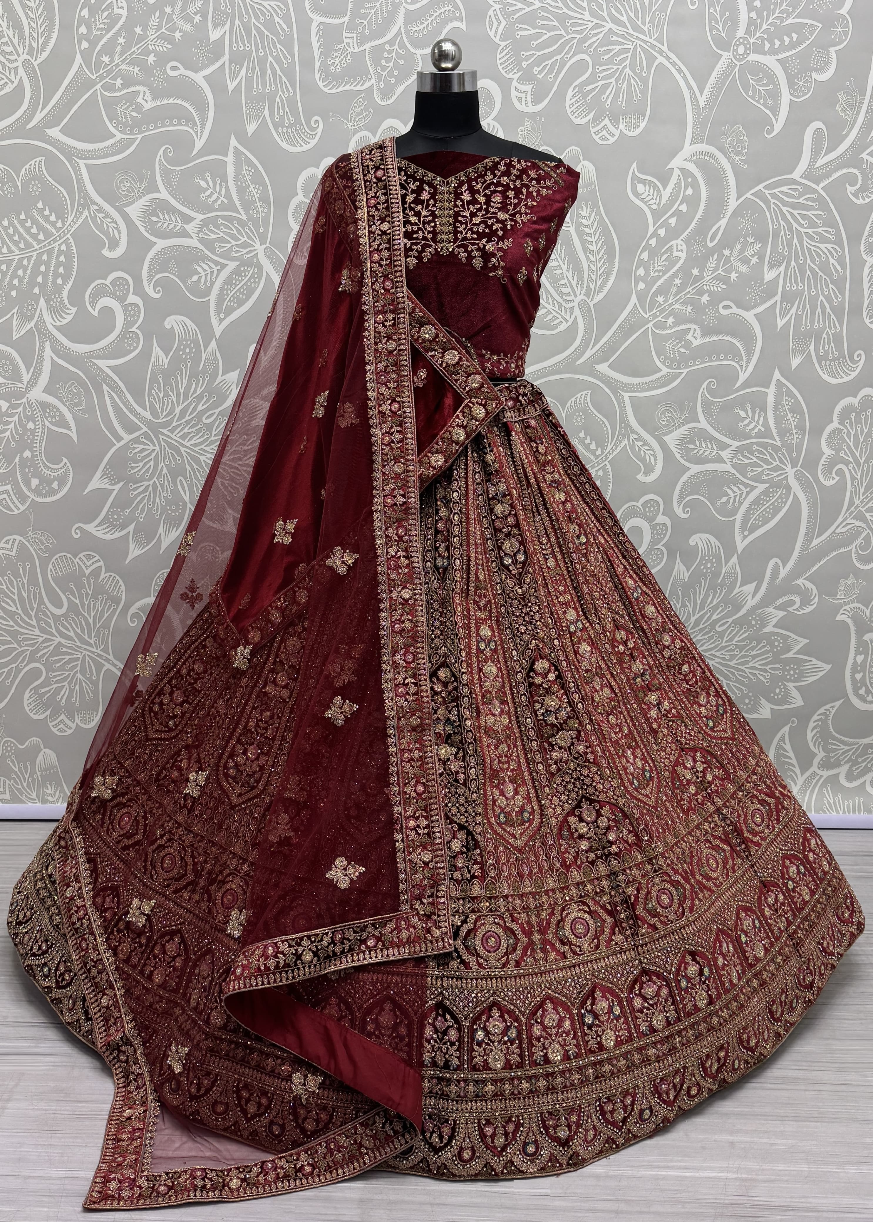 Sophisticated Carfted with Embroidered Red in Multi Thread and Dori work Designer Lehenga Choli