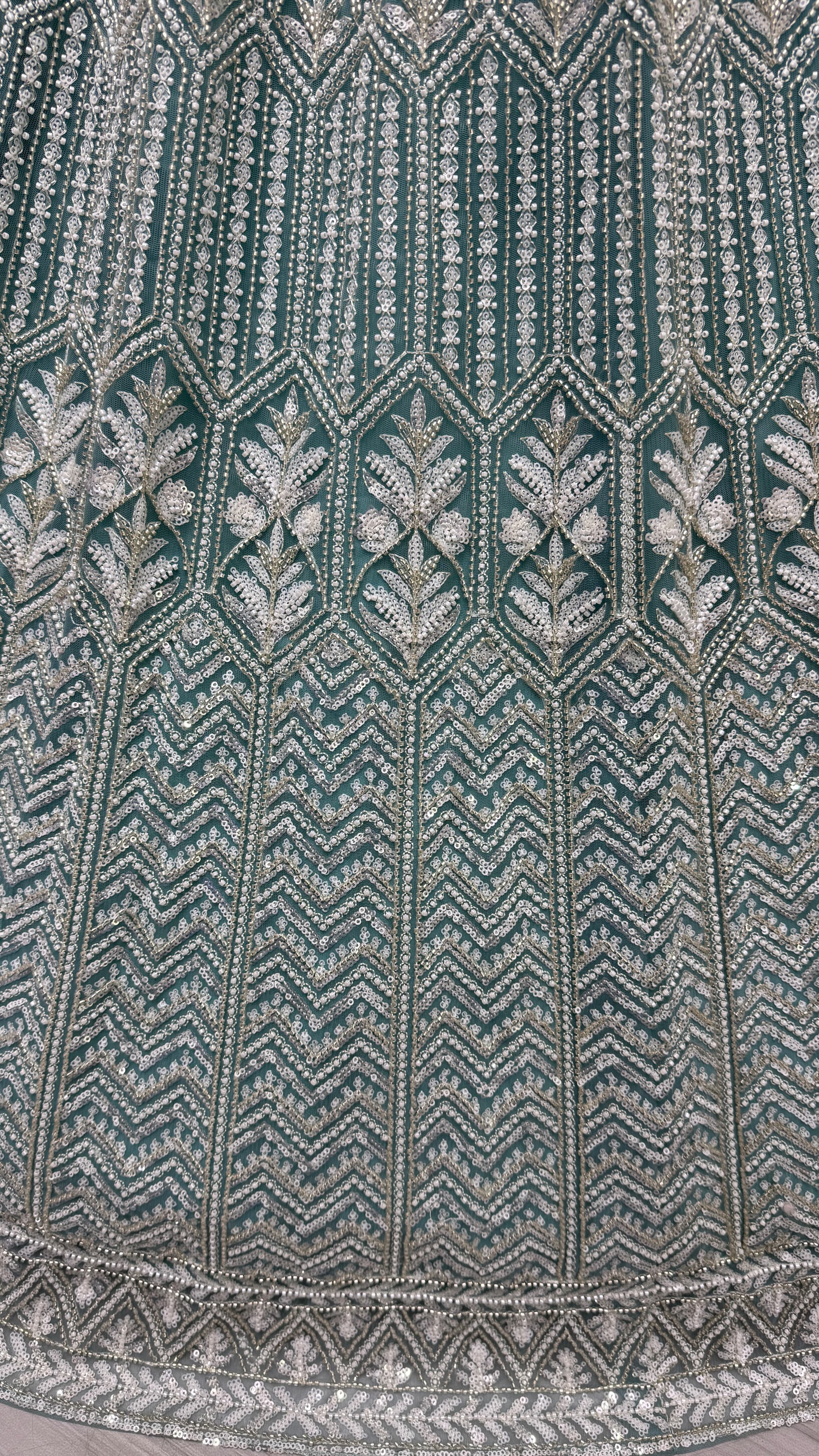 Blue Eye-Catchy Beads and Motif  work combine Ready to wear Designer lehenga choli with stitch Blouse