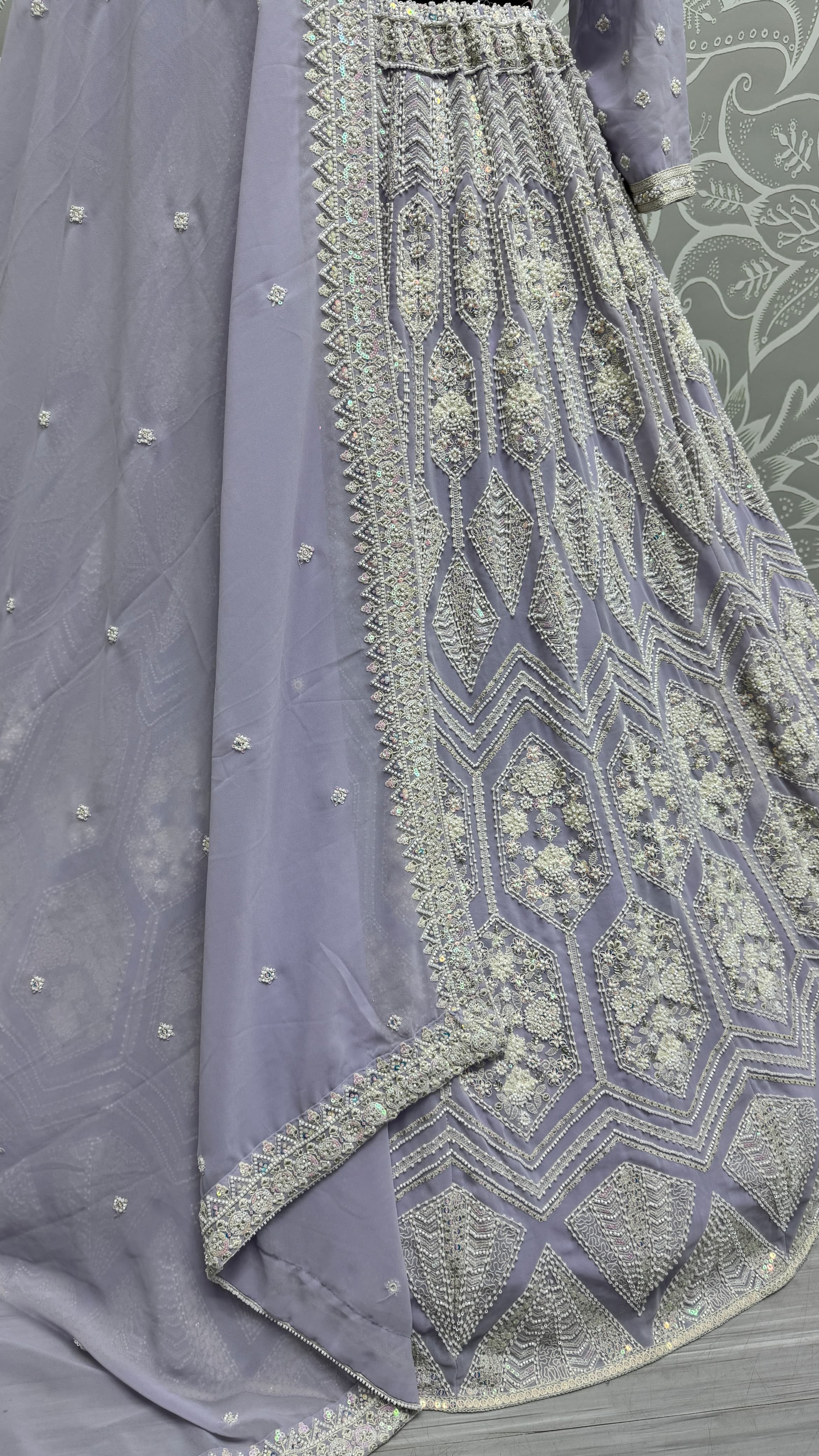 Full Flaired purple Exclusive Designer Lehenga Choli in Pure Georgette with Ready to Wear Blouse 