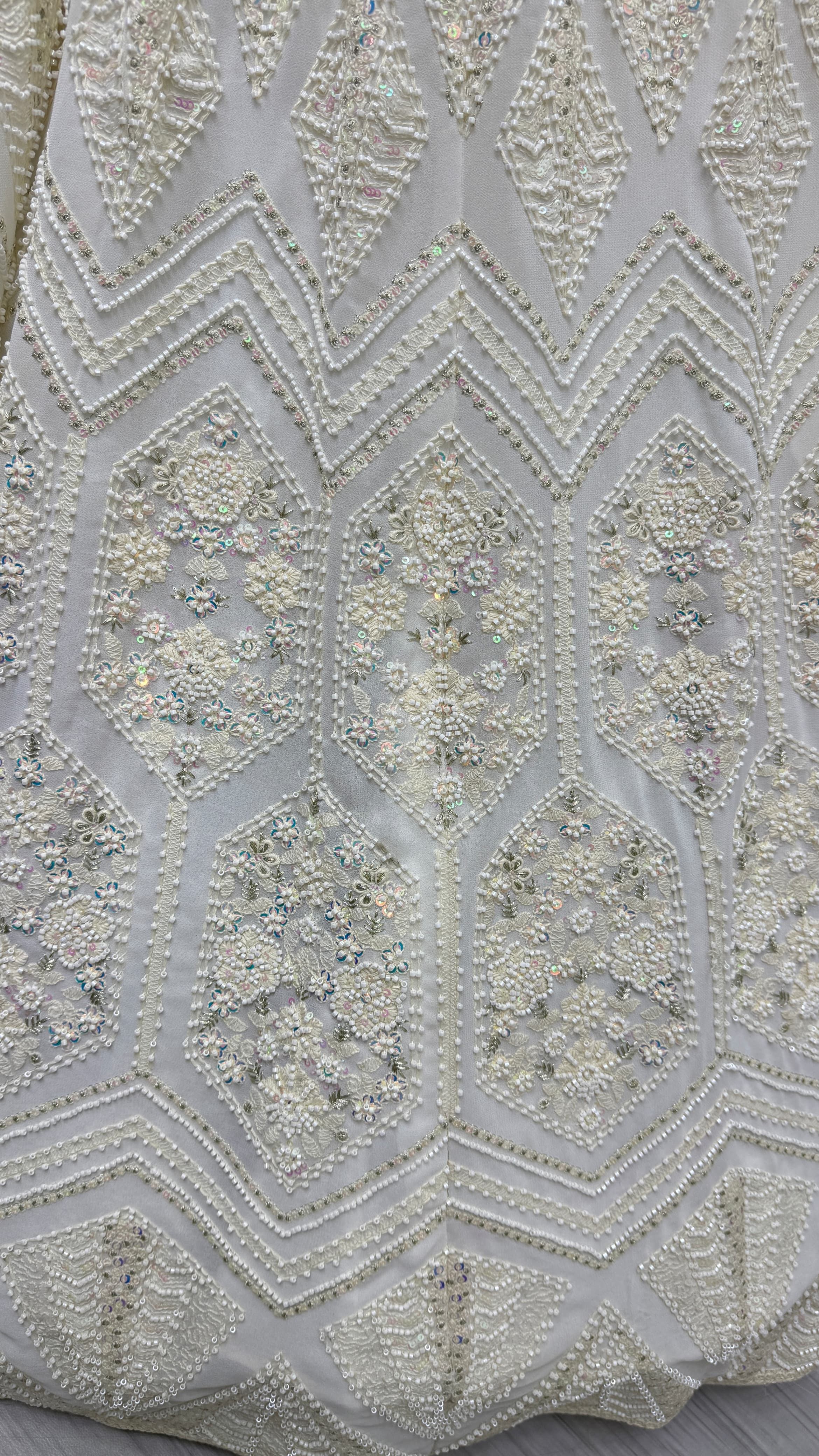 Full Flaired Exclusive white Designer Lehenga Choli in Pure Georgette with Ready to Wear Blouse 