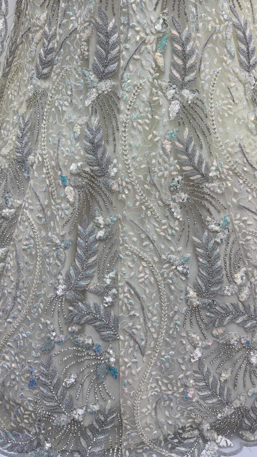 Beautiful White Dupatta on  Matching Designer Embroidered Reception wear Lehenga choli 